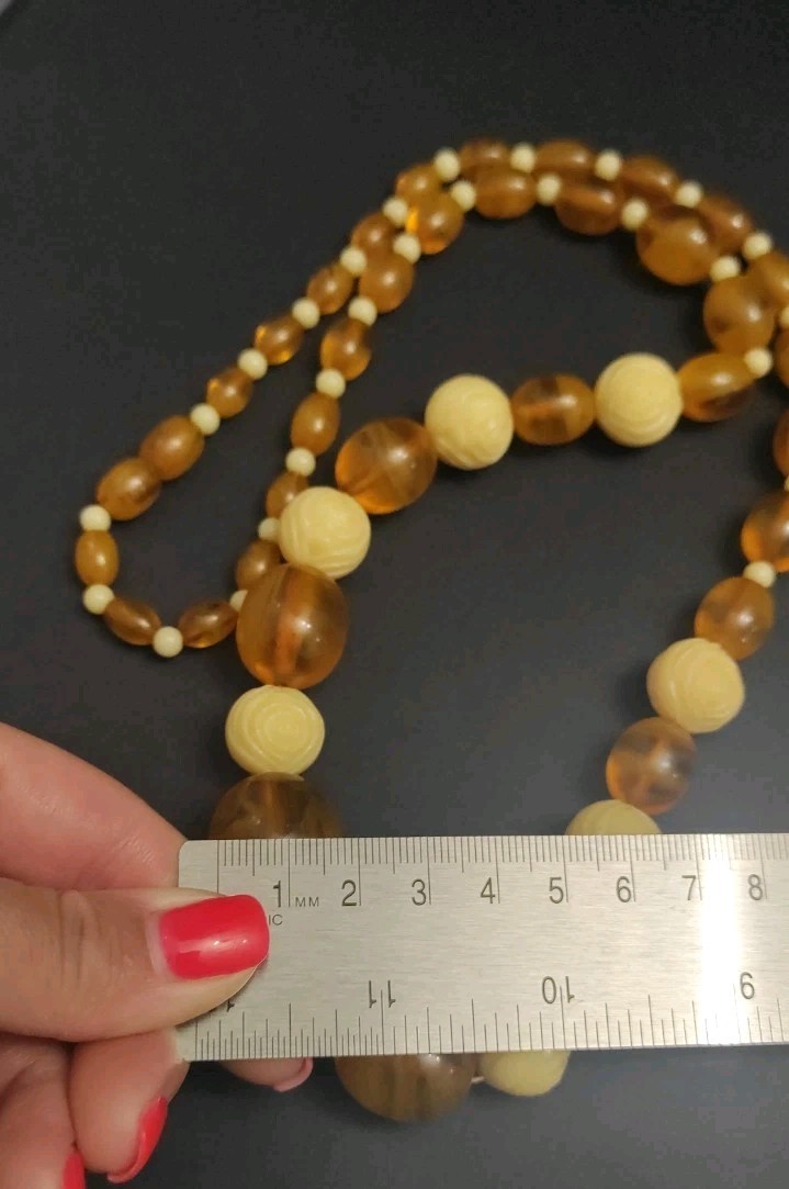 Antique Vintage Amber Bakelite Beads Necklace 64 grams