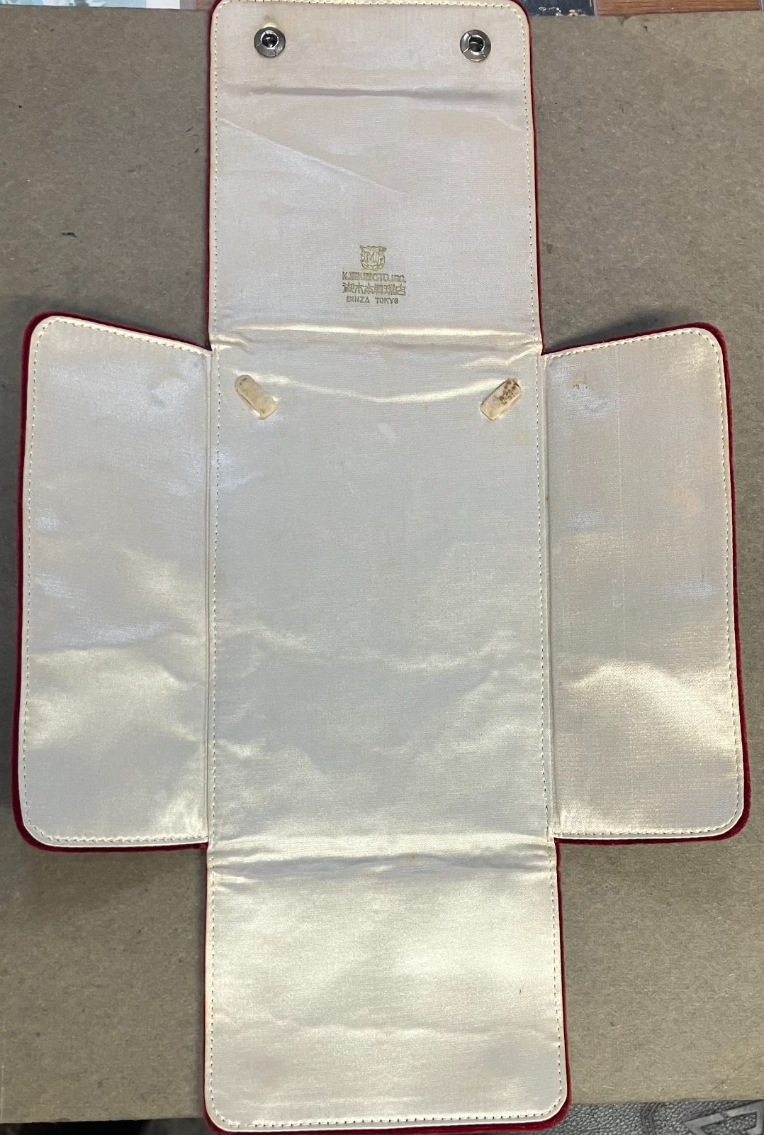Vintage K. MIKIMOTO Inc Red Velvet Necklace Storage Pouch, Ginza Tokyo NO PEARLS