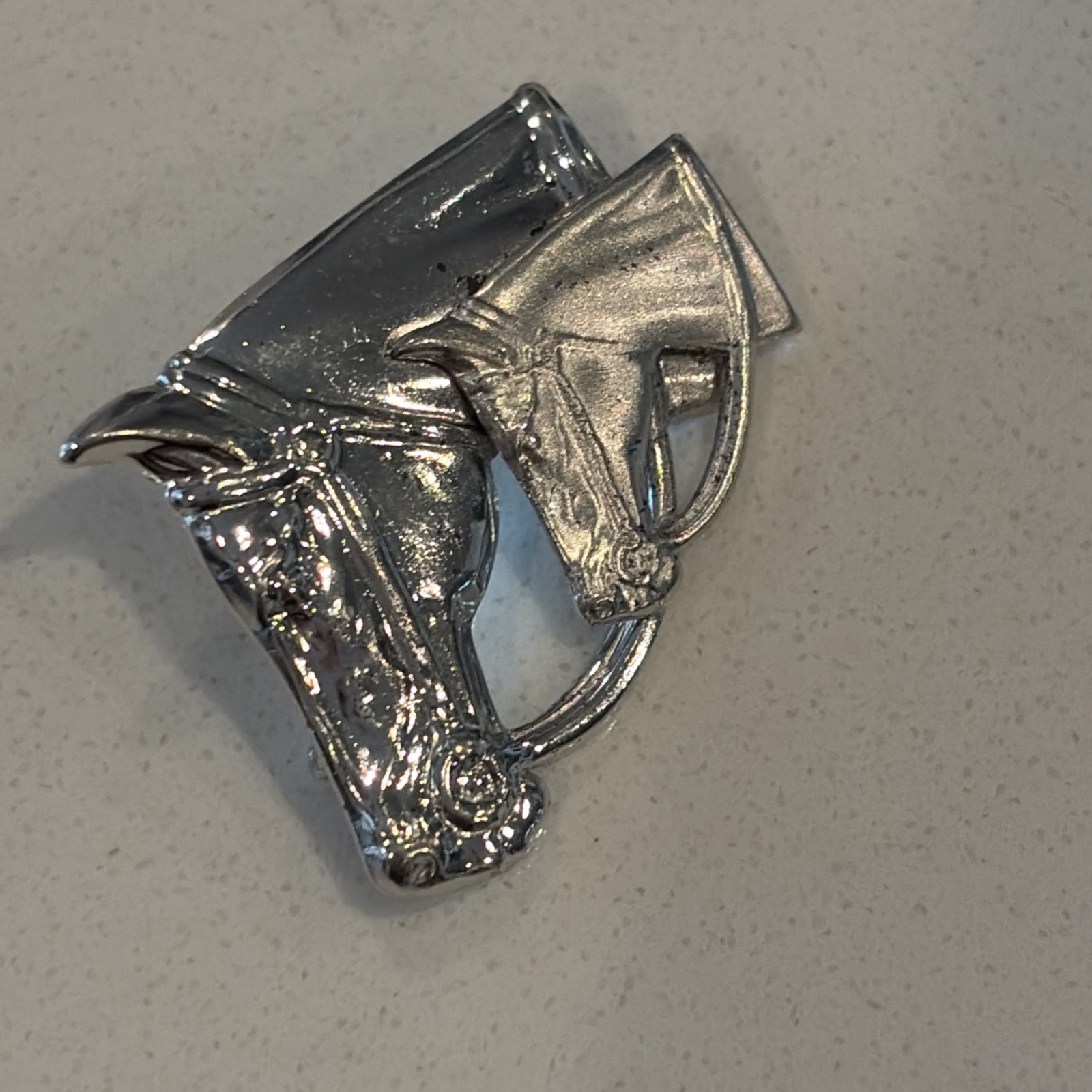 VTG Equestrian sterling silver horse head brooch / pin signed CA with arrow READ