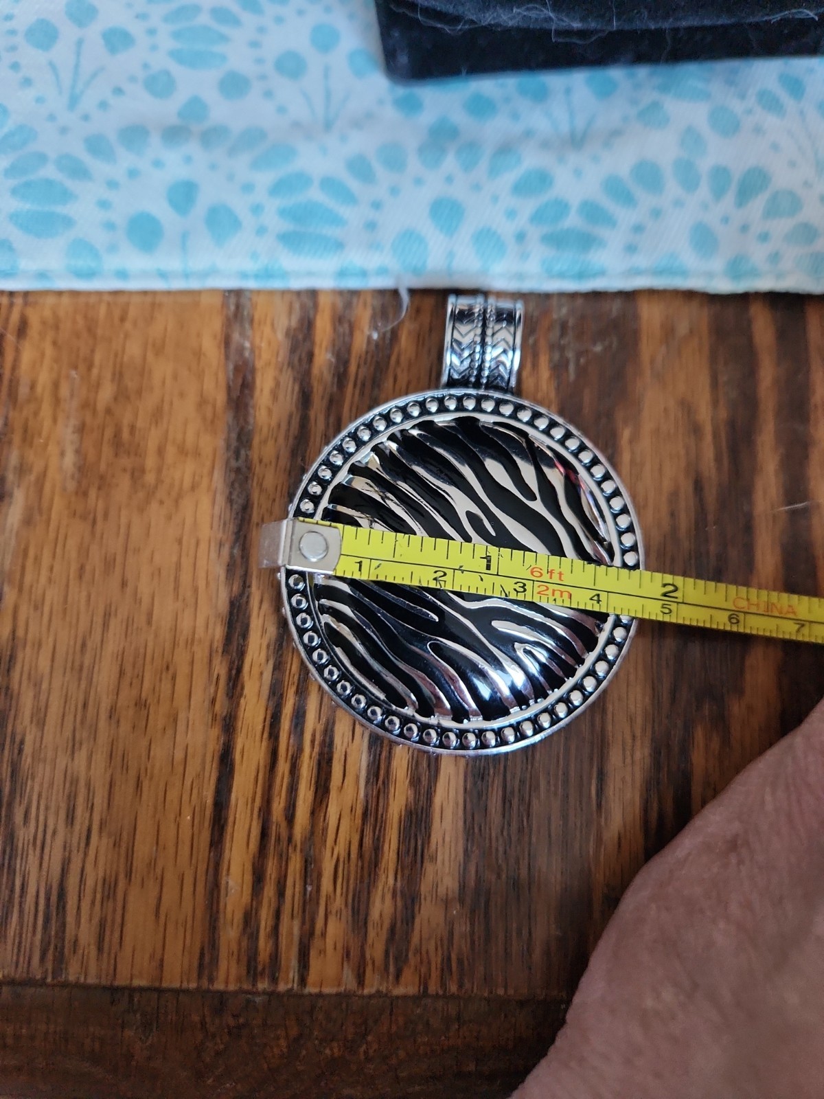 Vintage Premier designs Vintage Silver Tone Zebra Print Pendant With Box