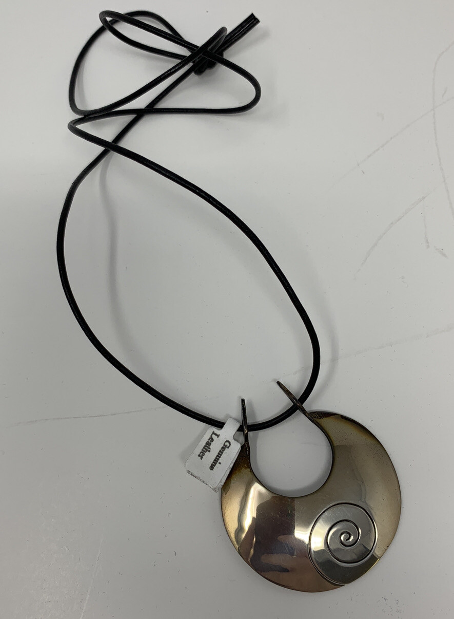 Dominique Dinouart Sterling Silver Pendant Necklace Leather Cord 925 Mexico