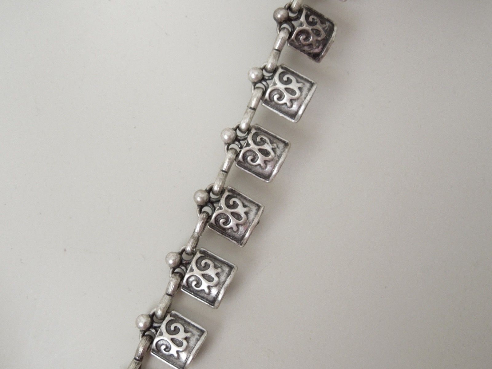 Vintage Ethno Chain Necklace Long silver-colored Boho 70er 3.3oz/ca.30 11/16in