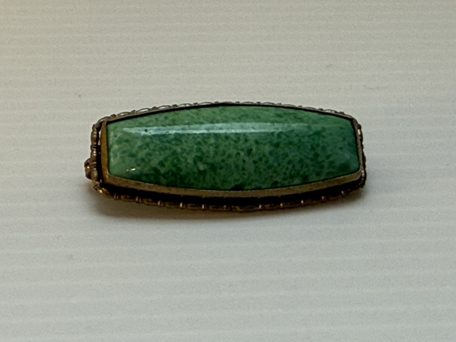 Vintage Mid-Century Peking Glass Brooch Art Nouveau Revival Style Signed Goldton
