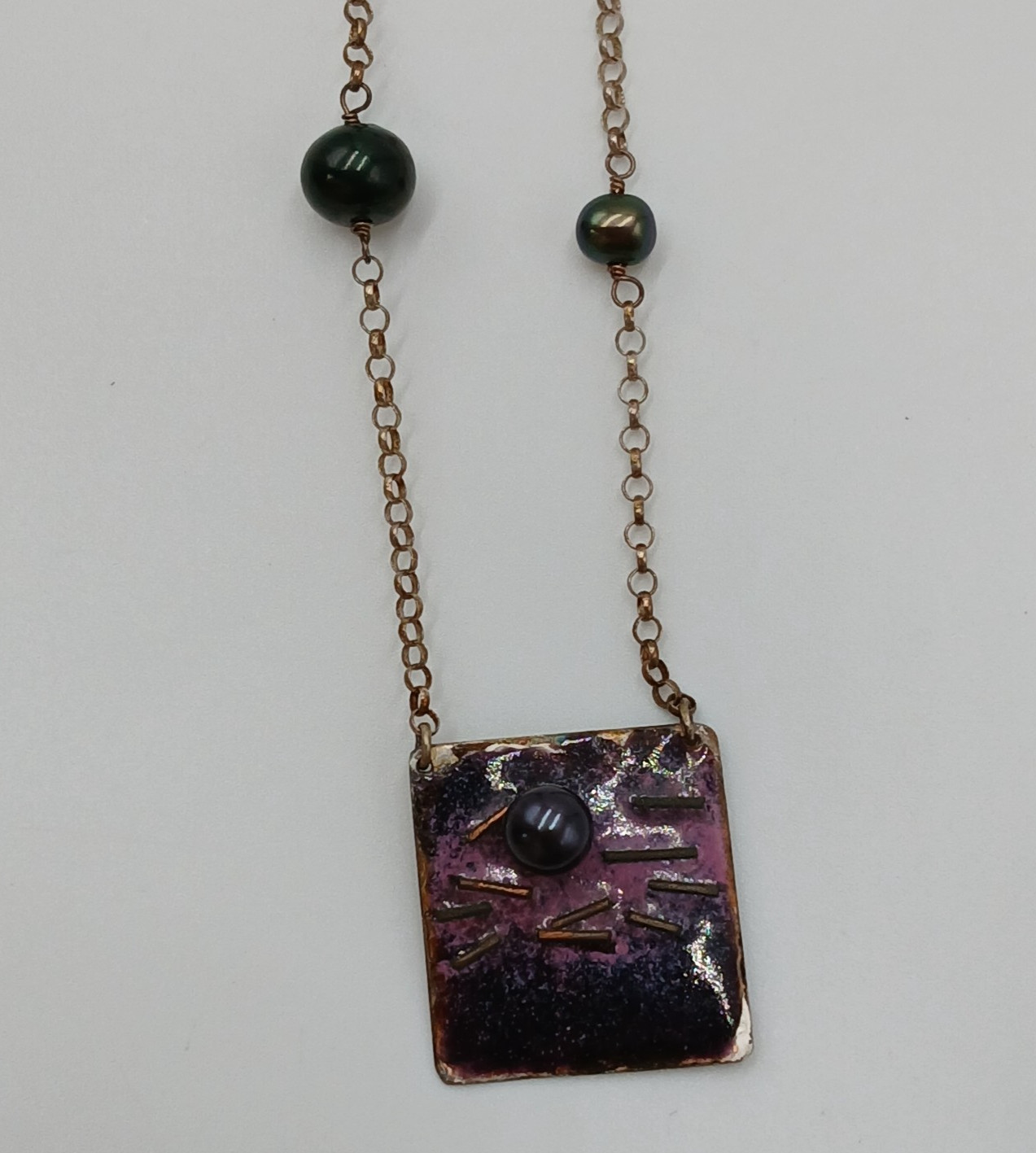 925 Station Peacock Pearl Necklace 24in Sterling Silver 12gtw Artisan Enamel