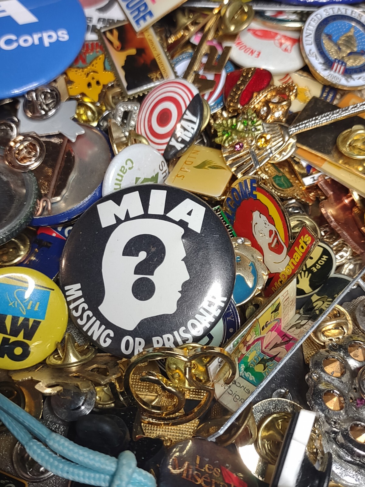 Lot Of Assorted Pins And Pin Back Buttons Pin Lot Collection ZT1 3.5 Pounds