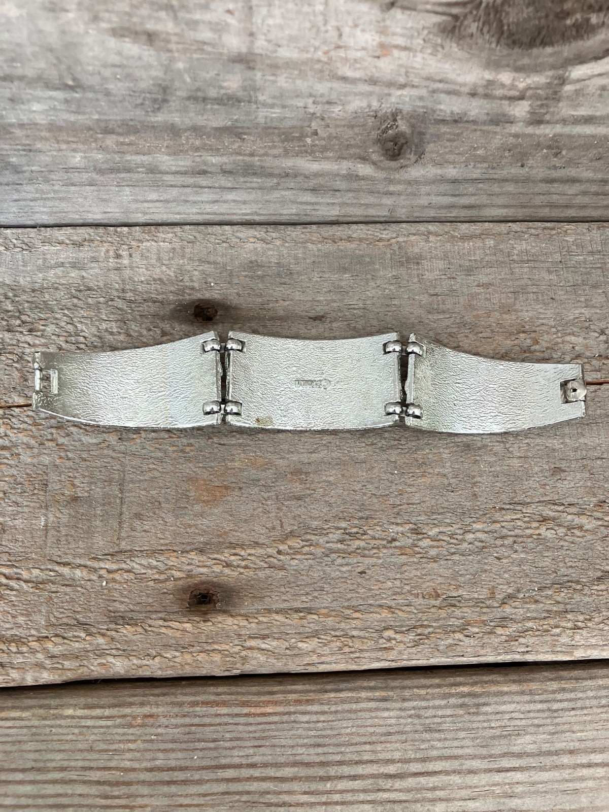 1960 Sarah Coventry Textured Linked Scrolled Silver Panel Statement BRACELET MCM
