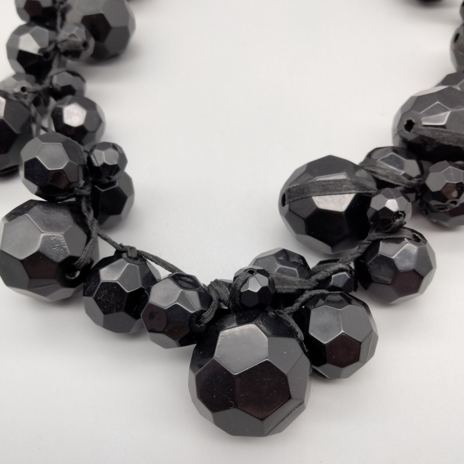 90s Goth Glam Boho Chic Black Acrylic Necklace Funky Chunky 24″ Vintage 1990’s