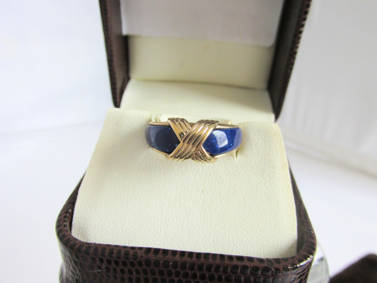 Vintage AVON Faux Lapis Lazuli Inlay Domed Ring SZ 5 (Unsigned)