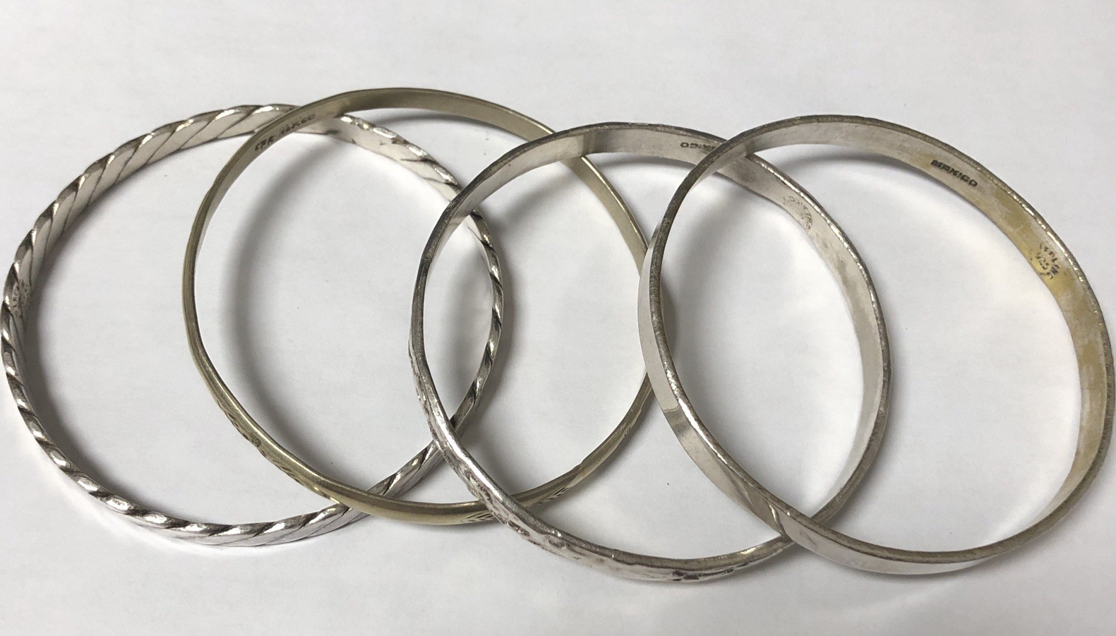 4 Vintage Nice Heavy Taxco Old Mexico Sterling Silver Bangle Bracelets 64 grams