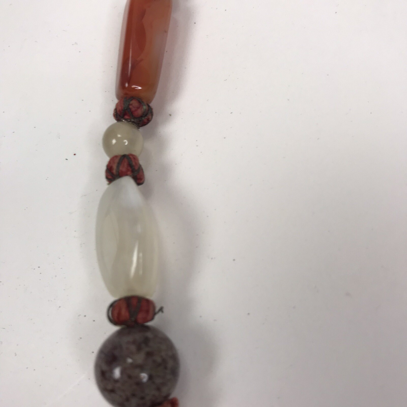 Vintage Necklace Polished GemStone beads Boho Earth tones hippy 60s 70s