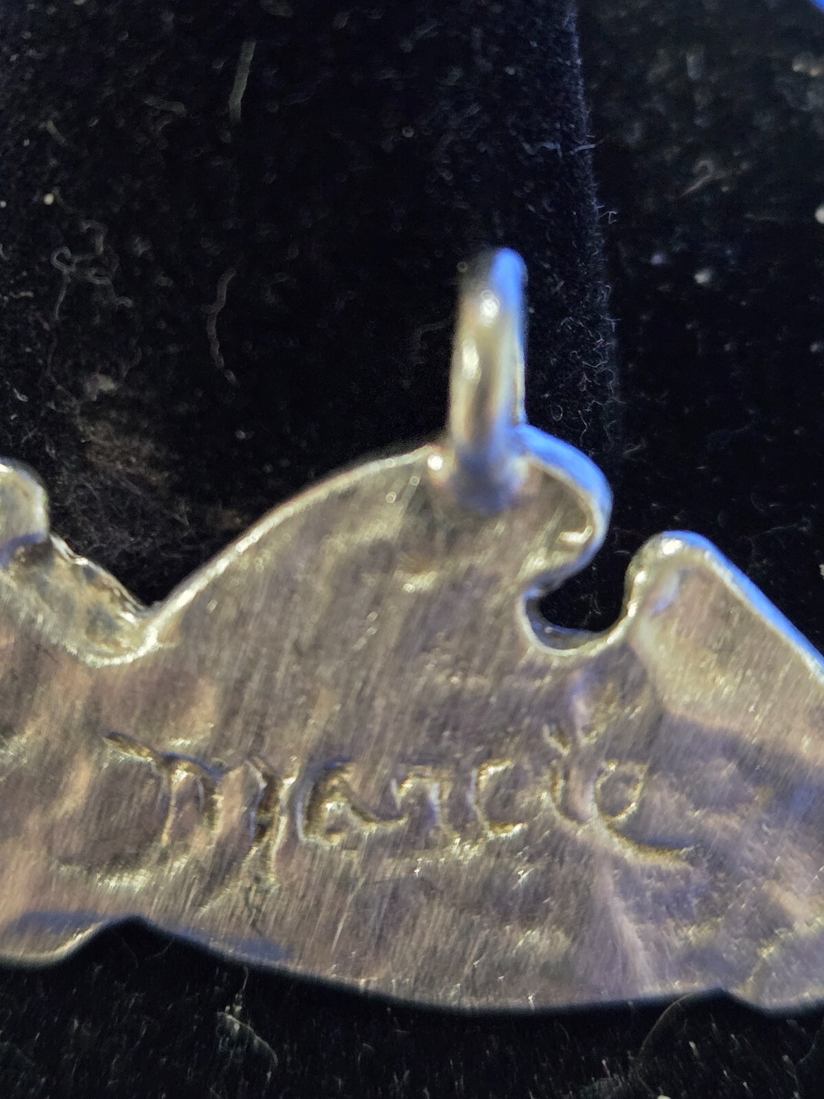 Marcie Vintage Pewter Signed Charm 1 1/2″ x 1′ Can Be Bracelet Charm or Necklace