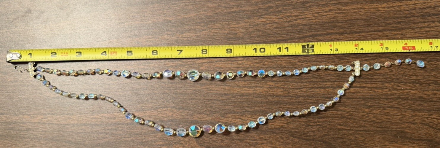 vintage art deco glass bead necklace 16.5 in