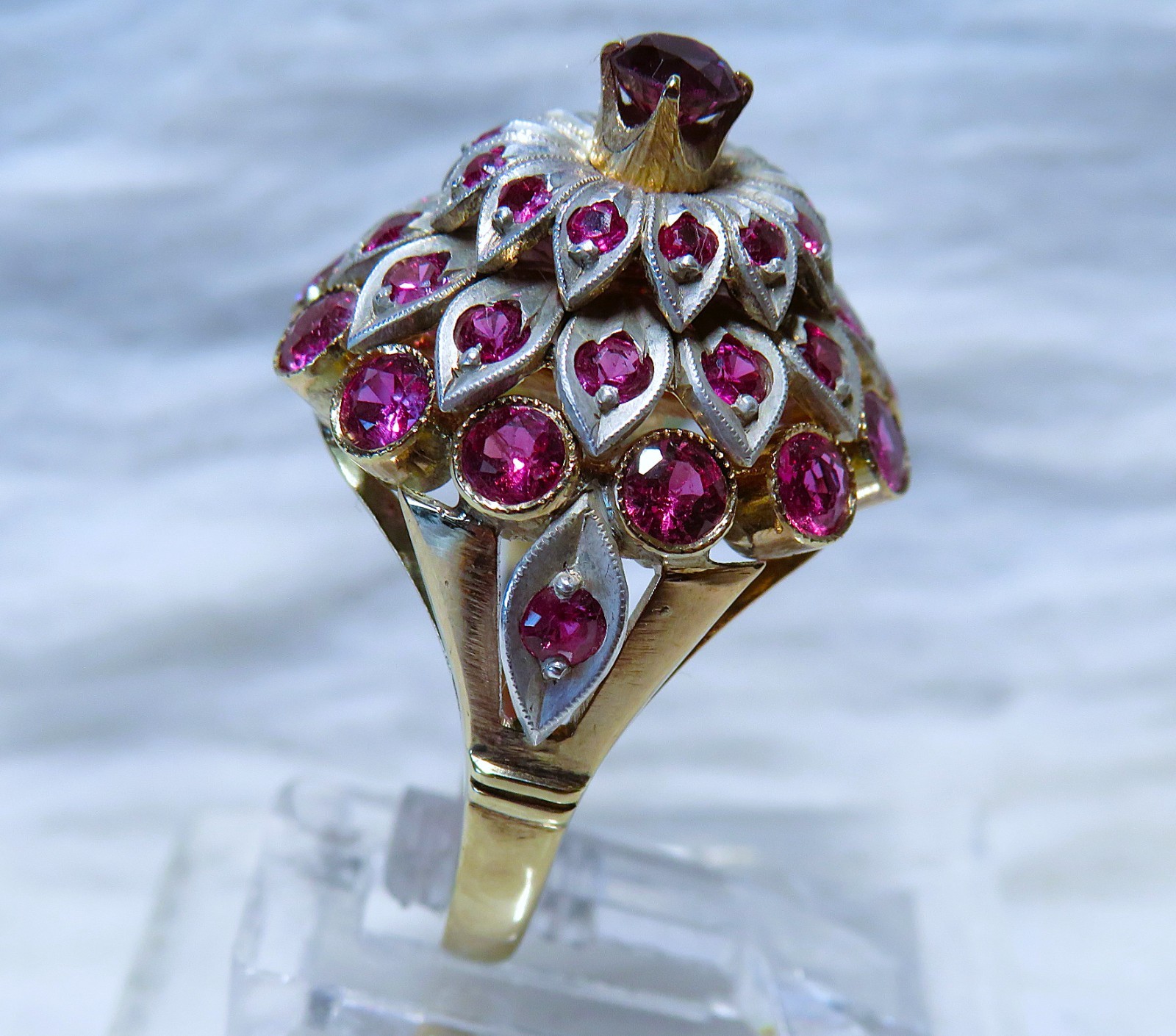 60’s 10K gold (mark 18K) Dark Pink Sapphire Thai Princess Ring sz.6-1/4