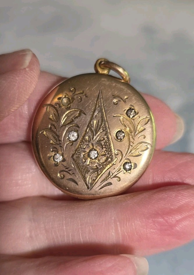 Victorian Rose Gold Filled Paste Locket