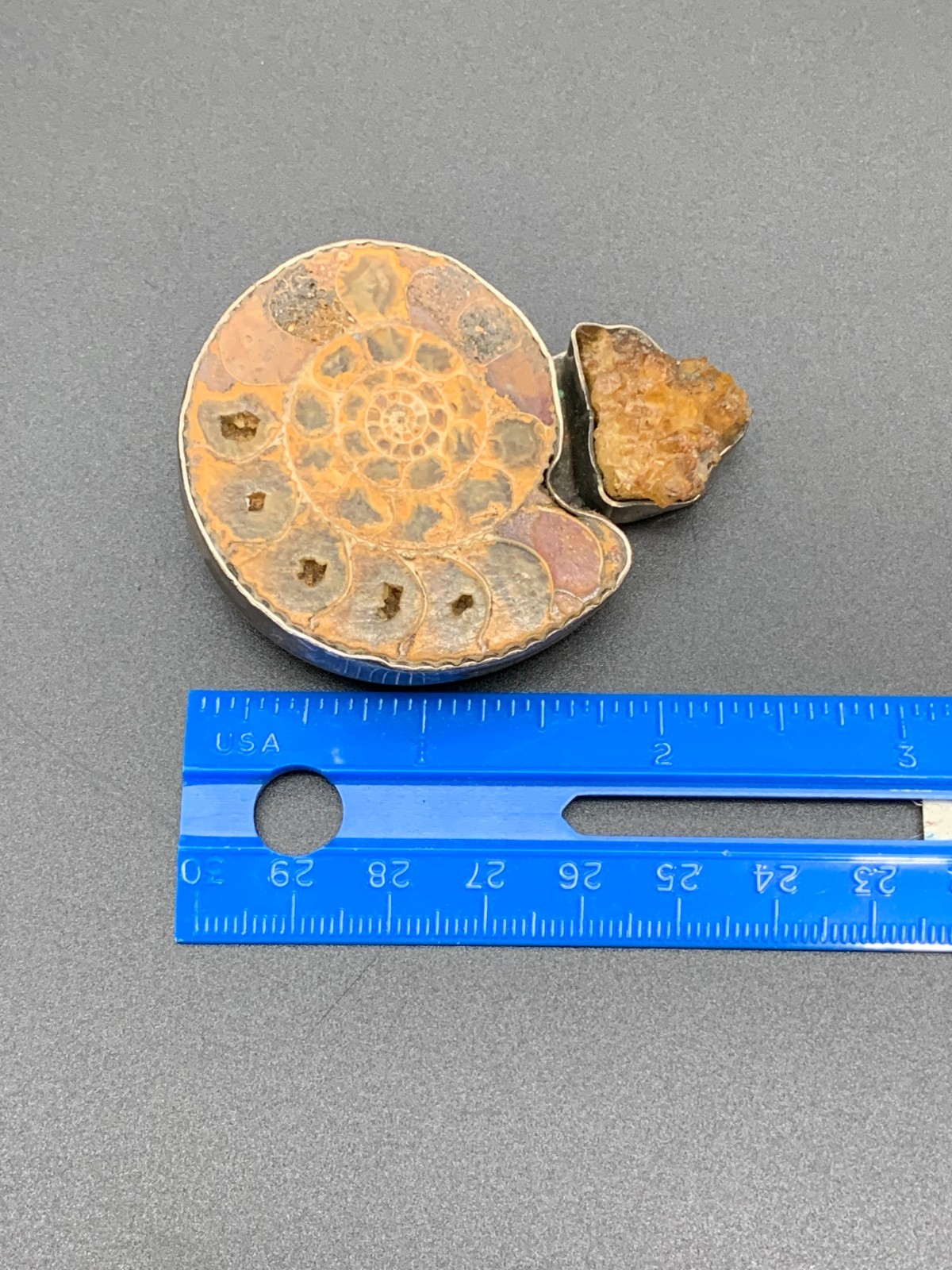 Vintage AKR Amy Kahn Russell Ammonite Sterling Silver Brooch (779)