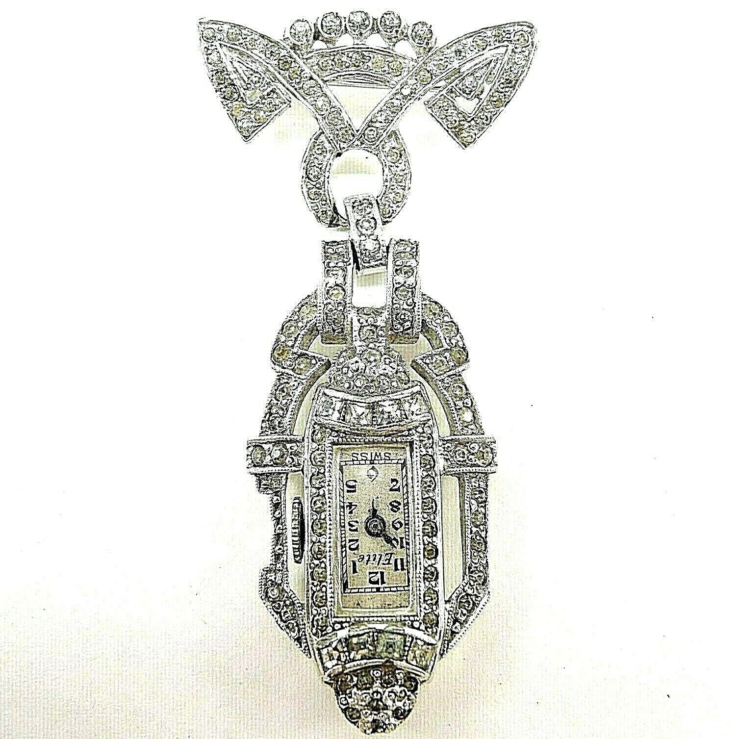 Silver Antique Brooch Nurse Watch Vintage Manual Wind Ollendorff Elite