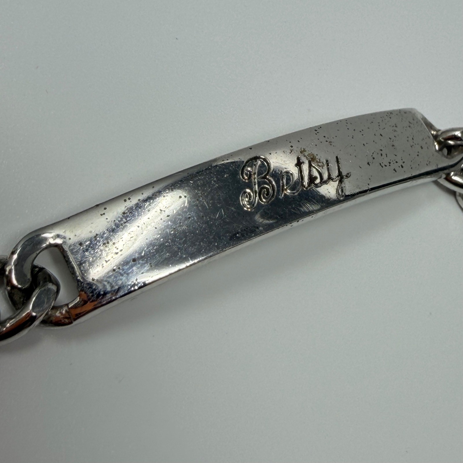 Elco Sterling Silver ID Bracelet Betsy Engraved Curb Chain Heart Clasp 7.25in
