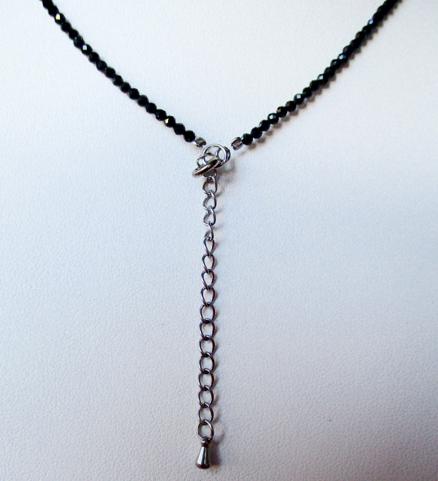 Antique Vauxhall Glass Flower With Vintage Spinel Bead Adjustable Necklace