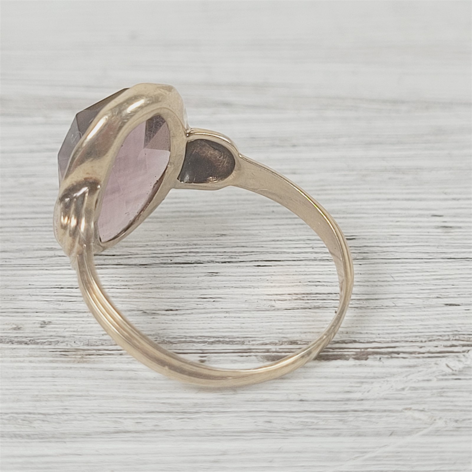 Art Deco Antique 14K Yellow Gold Purple Cushion Cut Ring 6.5 Vintage Luxury