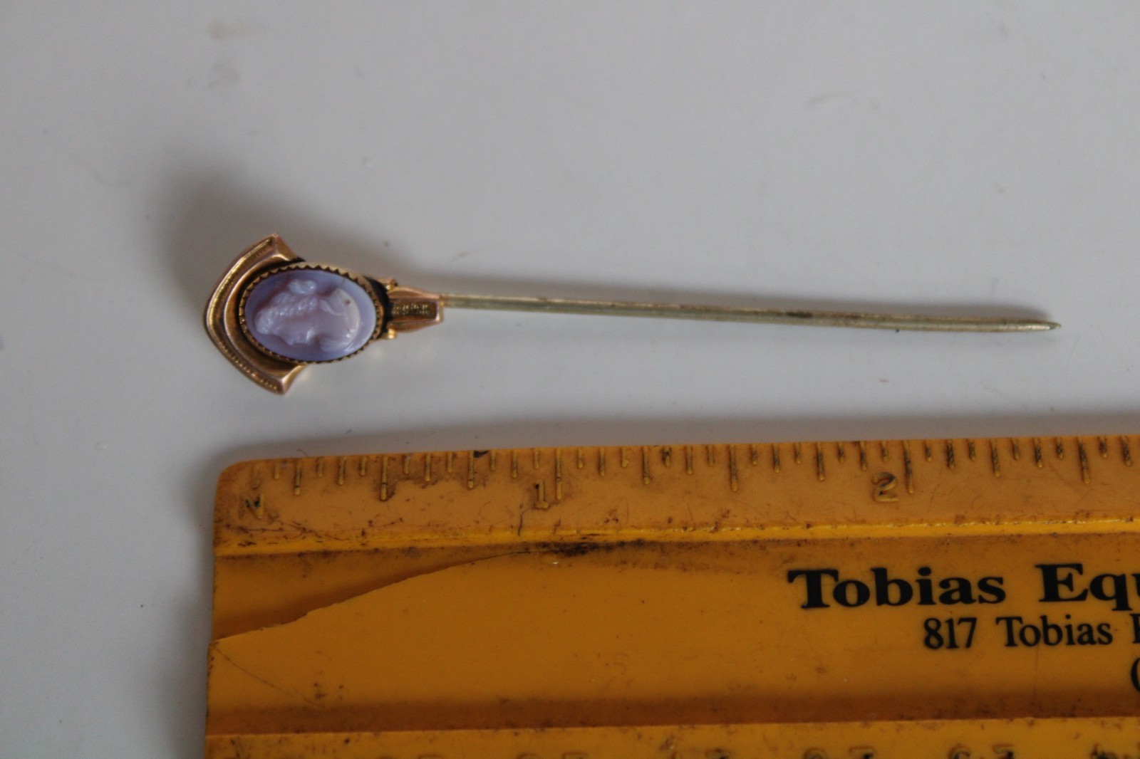 (2) Antique Art Nouveau Cameo & Shield Portrait Stick Pin
