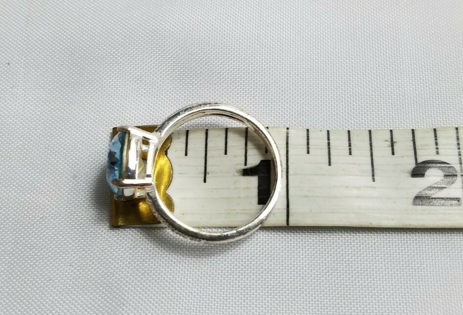 Vintage Women Silver Tone Blue Jewel One Stone Fashion Daily Engagement Ring