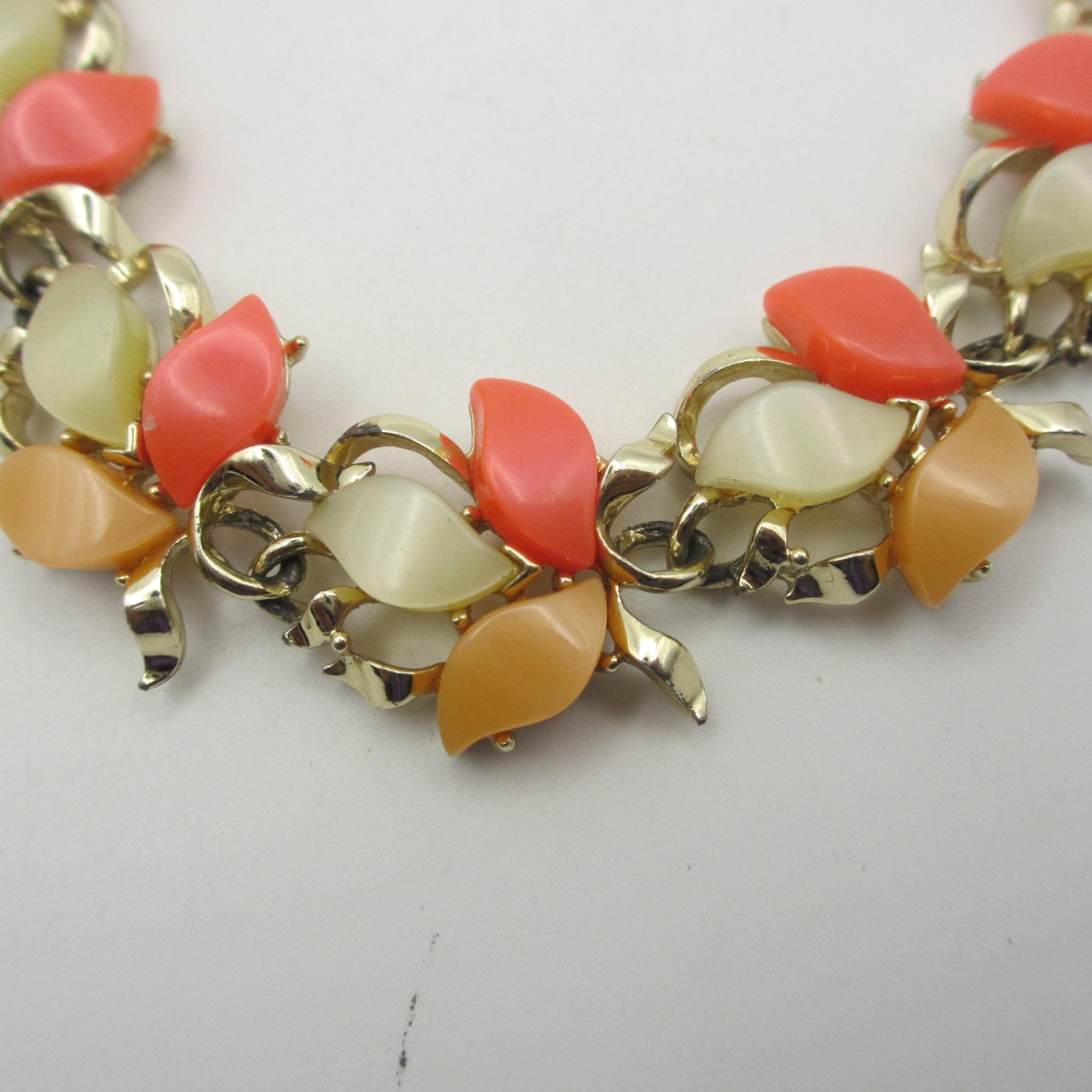 Vintage Thermoset Bracelet Orange Cream Gold Tone