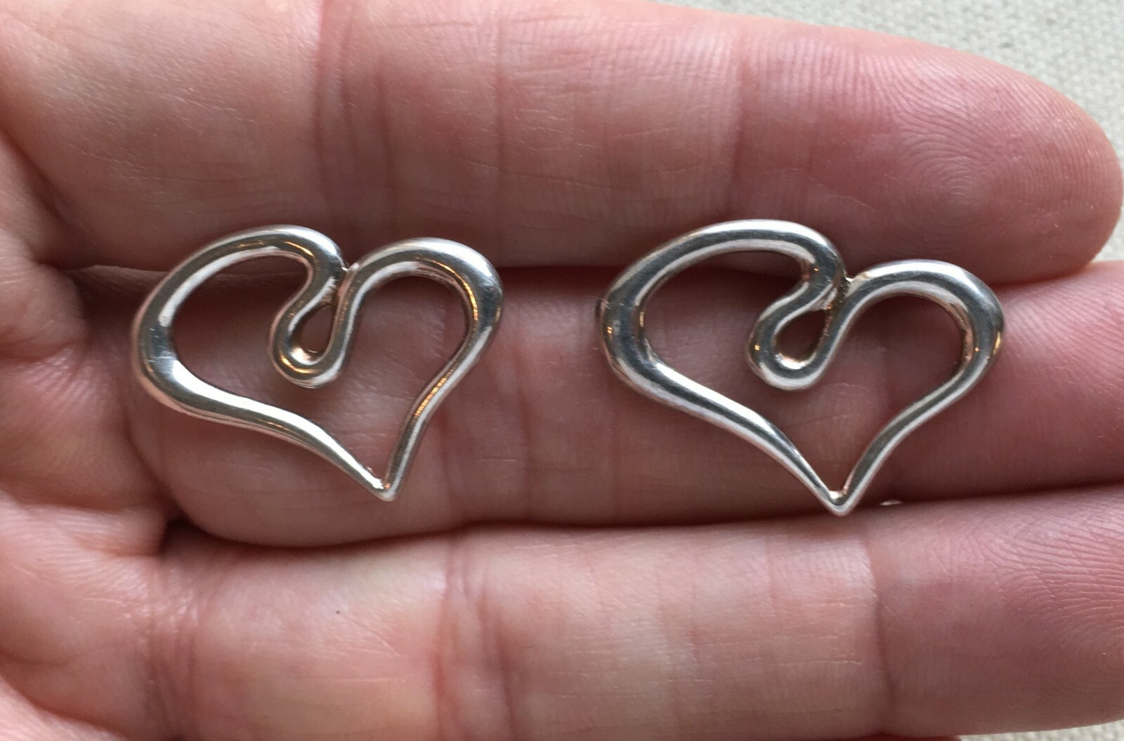 Heart Swirl Ribbon Earrings Sterling Steampunk Retro Modern Abstract OOAK 1″