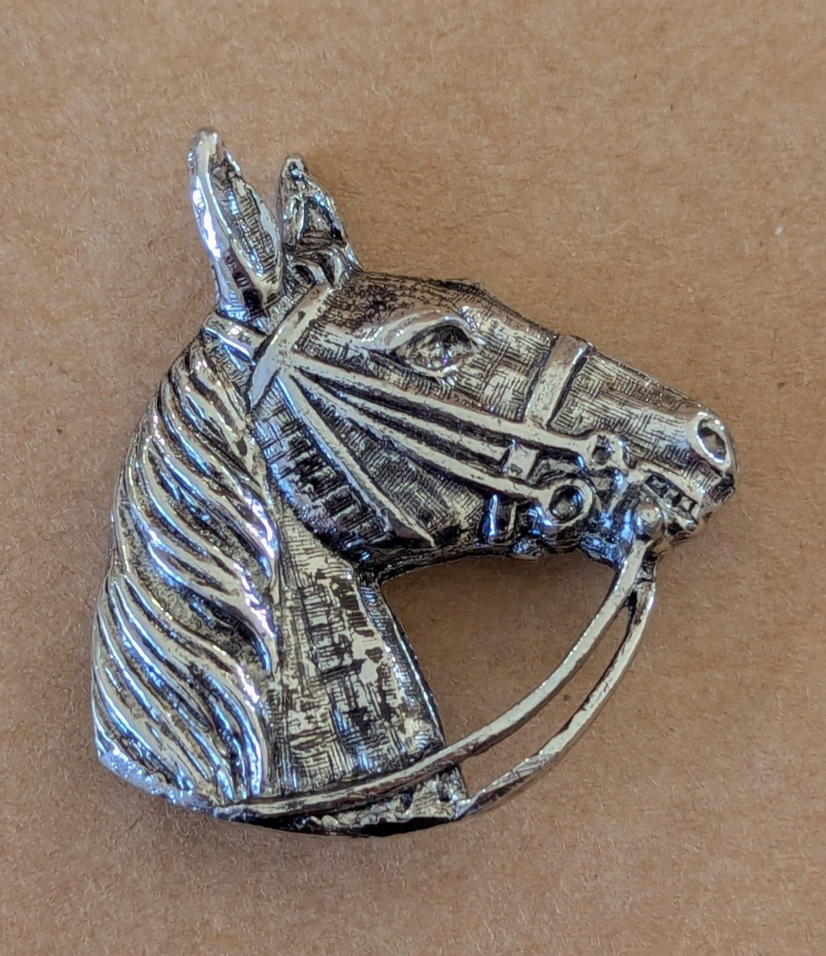 Horse Head Brooch Equestrian Silver Tone Vintage Very Nice!
