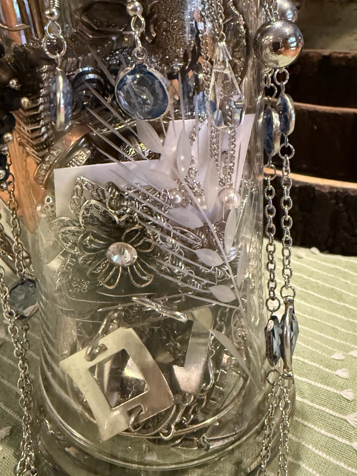 Mystery Jewelry Stein Jar Mixed Wearable Vintage to Modern Silver Tone
