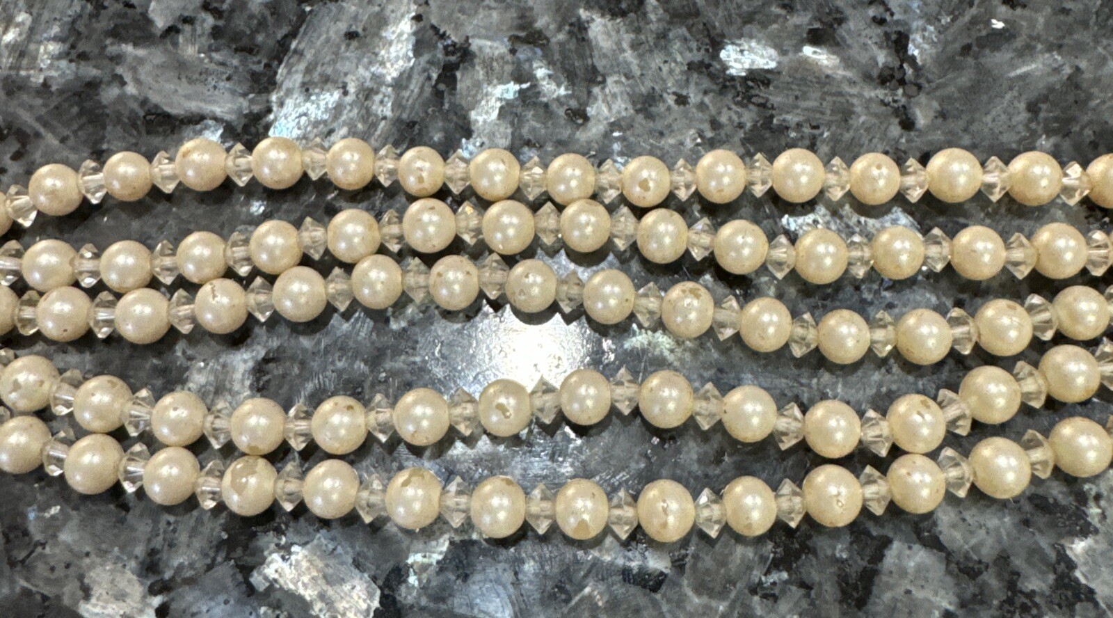 Authentic Vintage Signed Marvella 5 Strand Faux Pearl Bracelet 7 1/4 In Rare