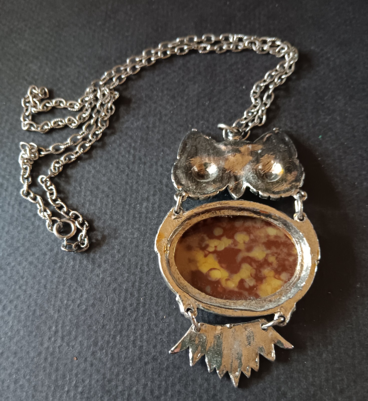 Vintage 3 1/2 in.” Silvertone Matriculated OWL Pendant on 24” Chain Necklace