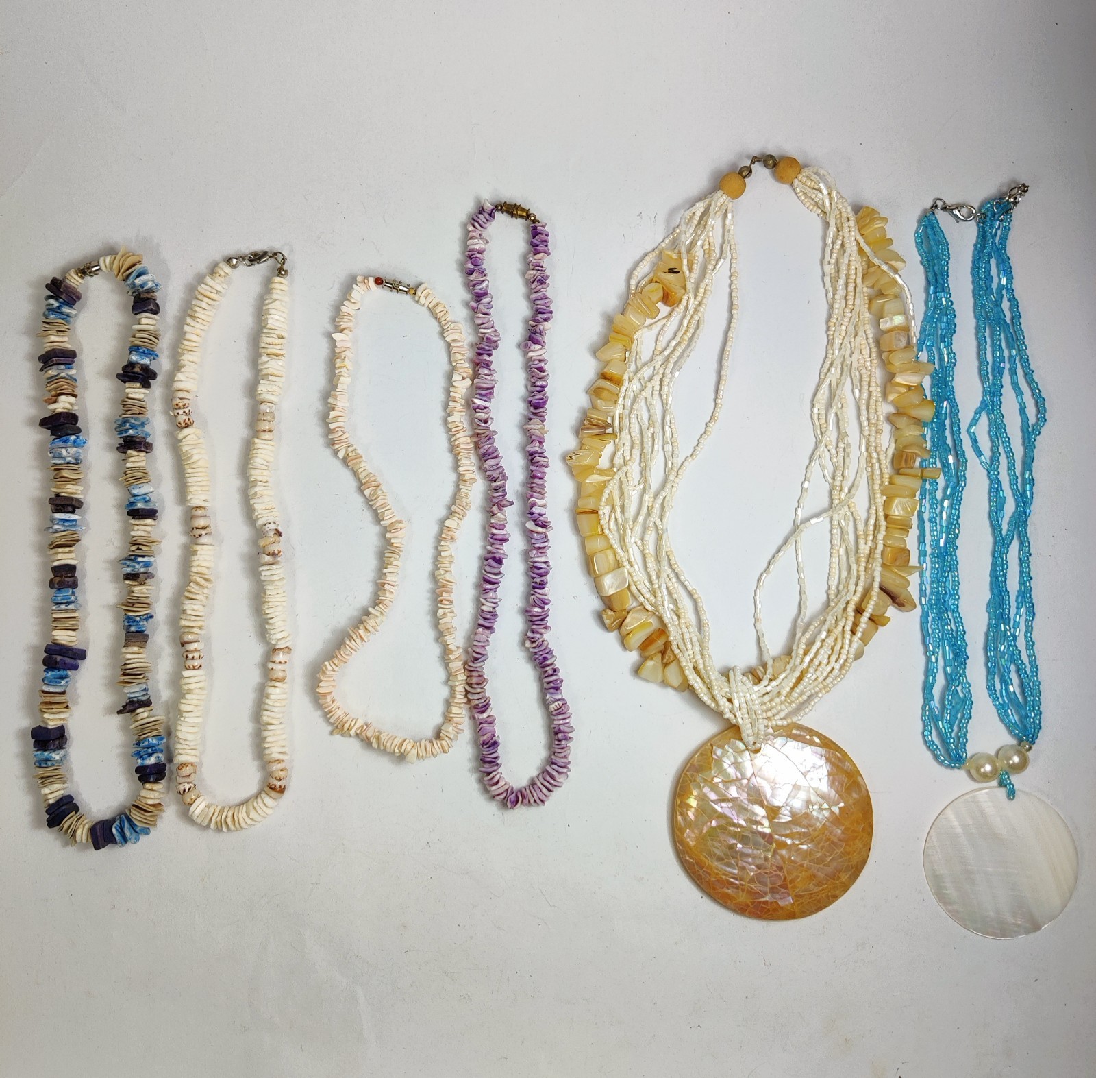 Vintage Mother of Pearl & Sea Shell Jewelry Lot | Natural Beach Necklace Set