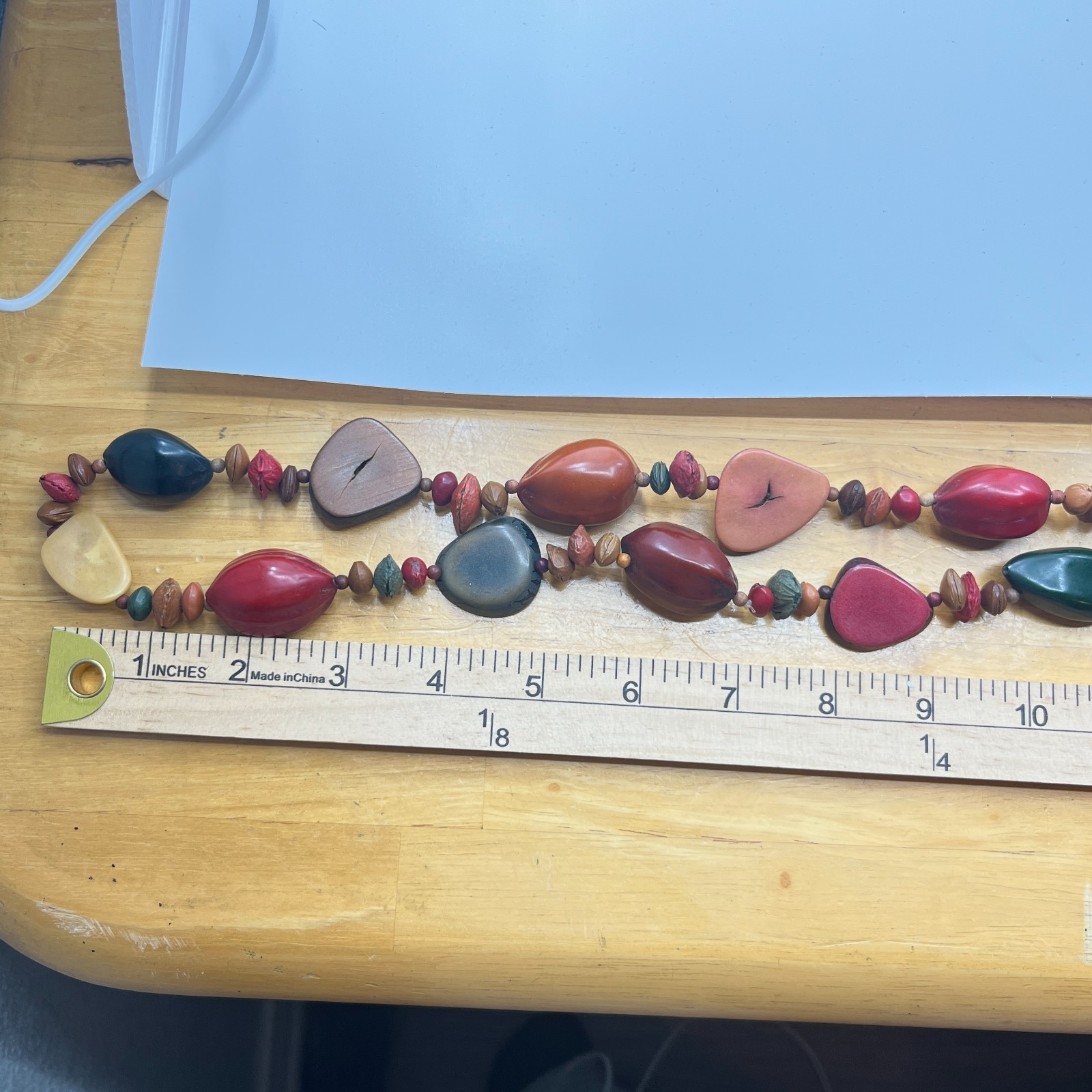 Large Tagua Nut Vegetable Ivory Necklace Boho Statement Earthy Organic Jewelry