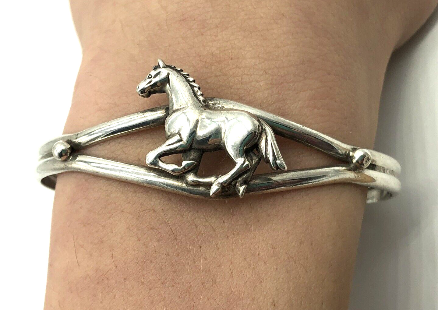 Carol Felley Bracelet Galloping Running Horse Stallion Sterling Silver Cuff