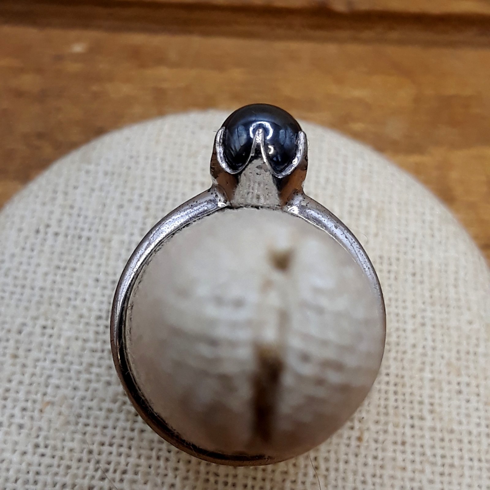 Vintage 1930s Clark And Coombs Gray Cultured Pearl Sterling Silver Ring Sz. 8.5