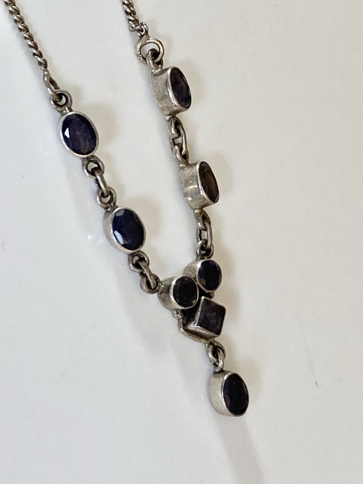 Vintage sterling silver amethyst Y necklace