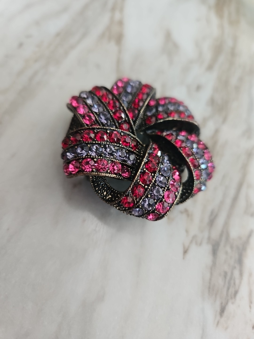 Large MONET Fuchsia Red & Amethyst Rhinestone Brooch Pin