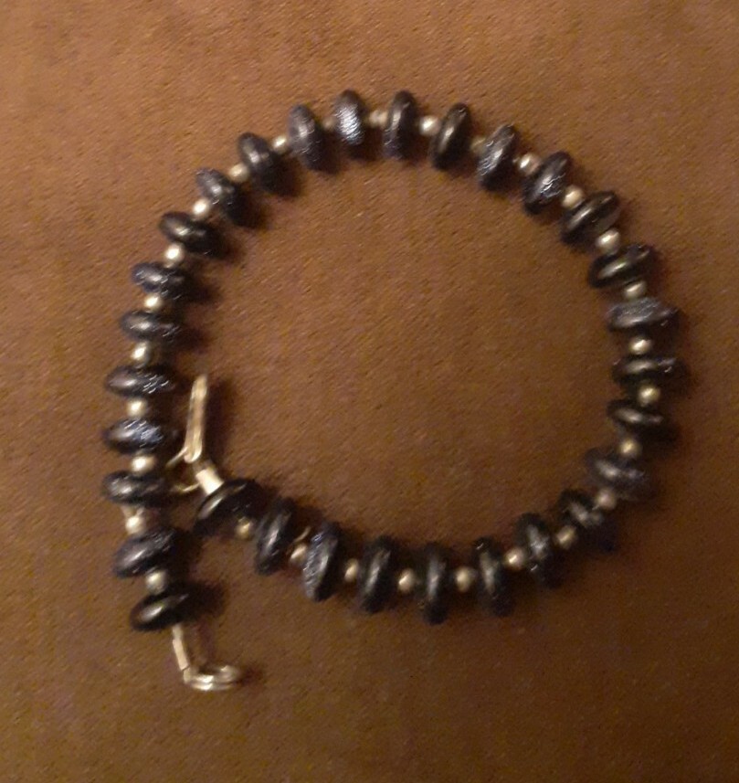 Vintage Artisan Estate Purple Goldstone Beaded Bracelet Size Small