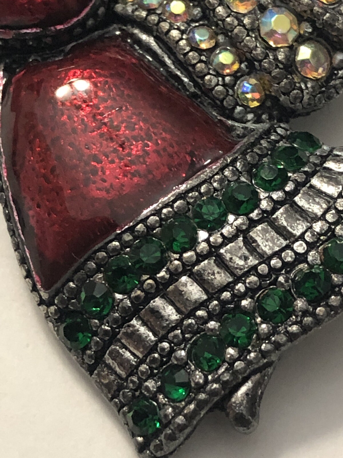 VTG TC PEWTER Christmas Angel W/Star Red Enamel RHINESTONE PIN Auction Finds 702