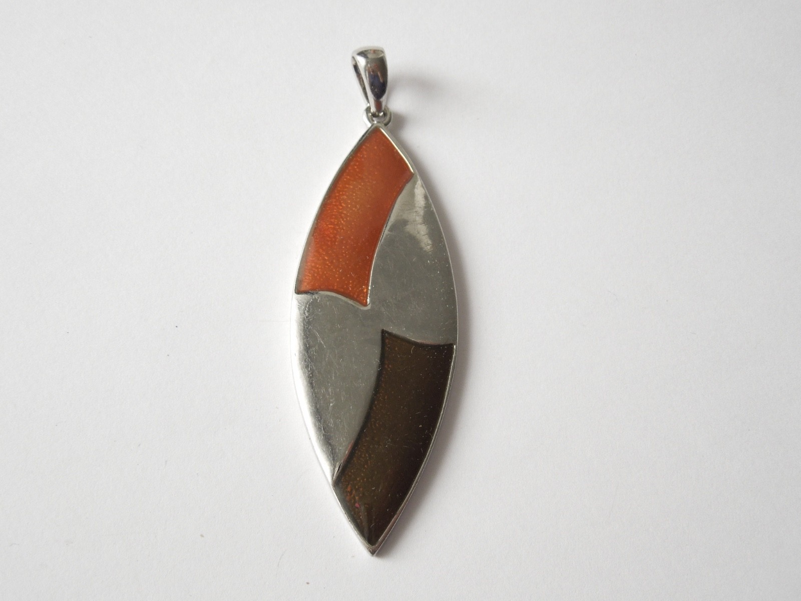 Silver-Colored Pendant Email Large Fashion Jewelry 21.4 G/8.2 X 2.6 Cm