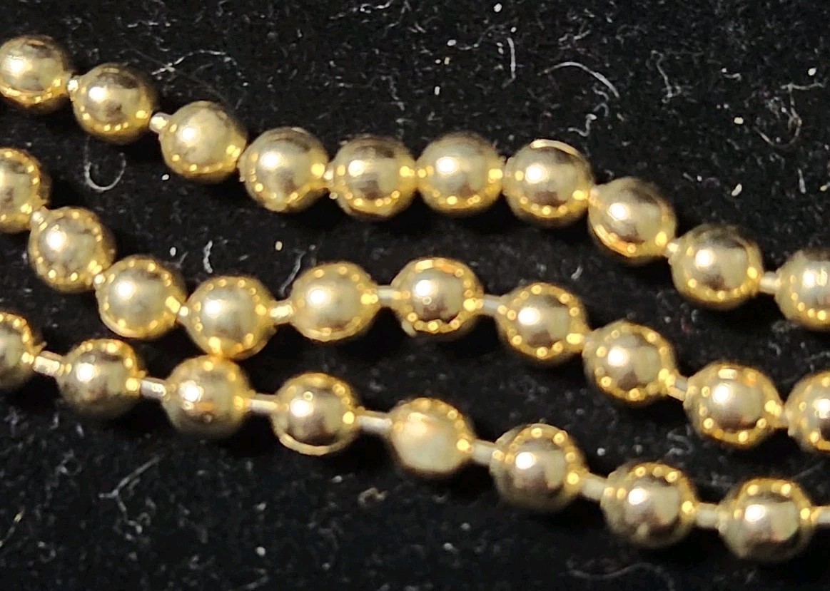 Vintage Gold Tone Beaded Necklace 3 Strands 16″ Small Beads Popcorn Link Retro