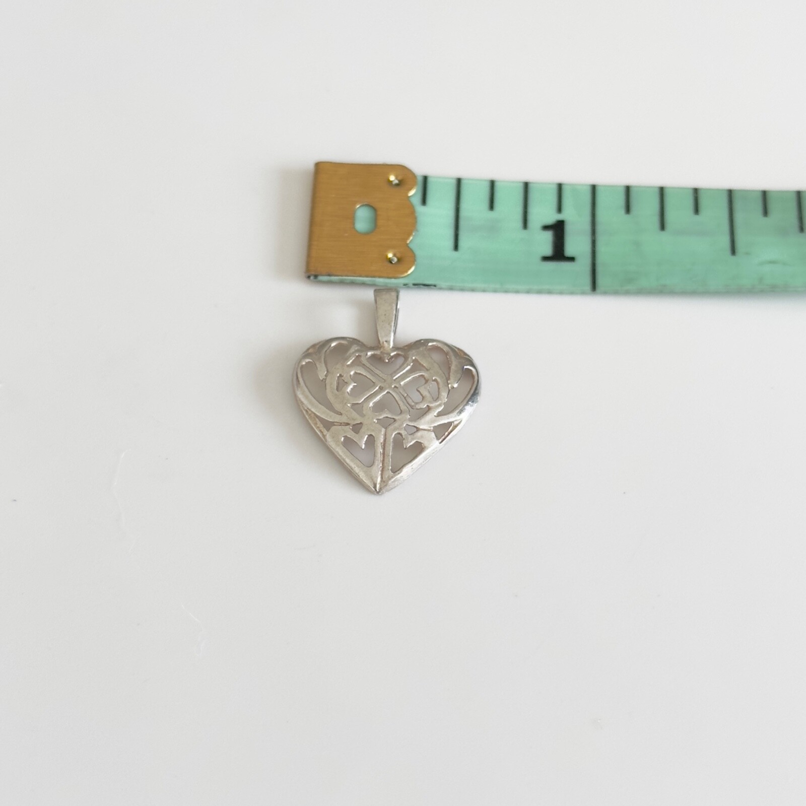 Vintage 925 Sterling Silver Openwork Hearts Love Themed Pendant