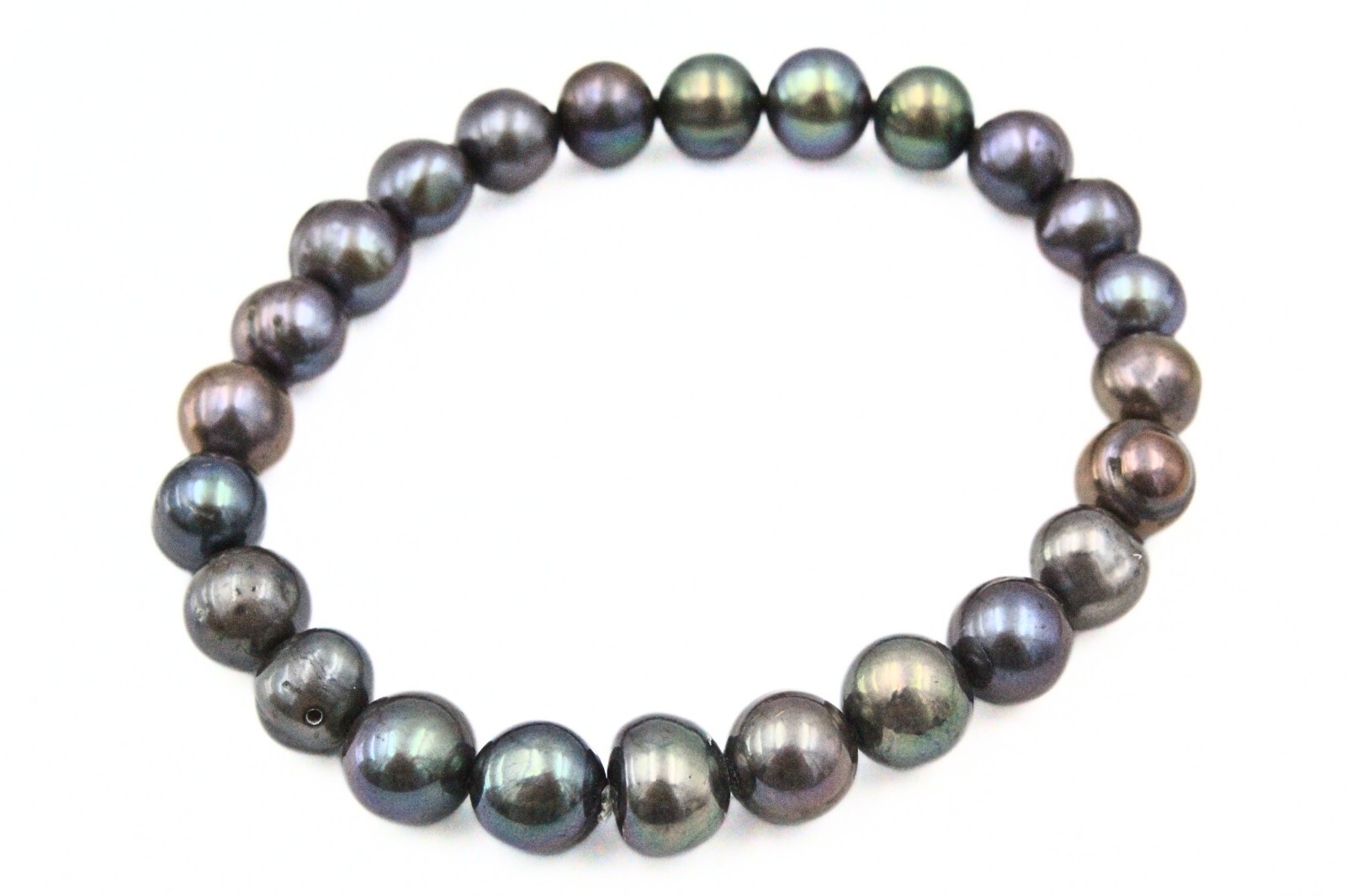 Gorgeous Peacock Black Iridescent Freshwater Contemporary HSN Stretch Bracelet
