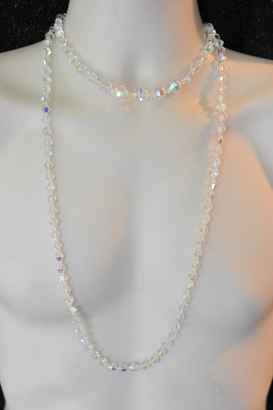 Vtg AB Crystal & Acrylic Necklace LOT Strand Faceted 1 signed Laguna HL67