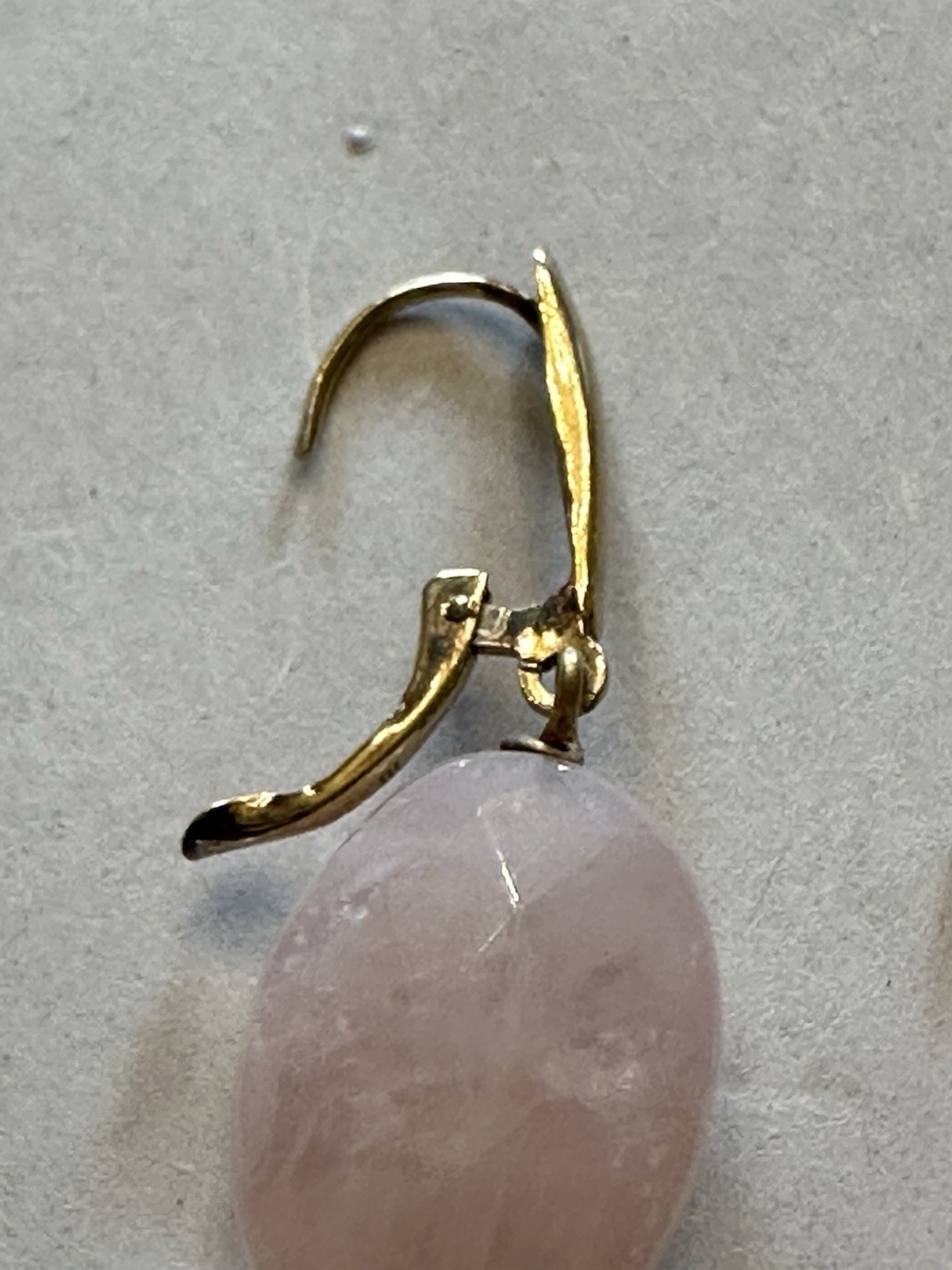 VTG Handmade Pale Lavender Pendant Necklace W/Gold-Toned Beaded Chain & Earrings