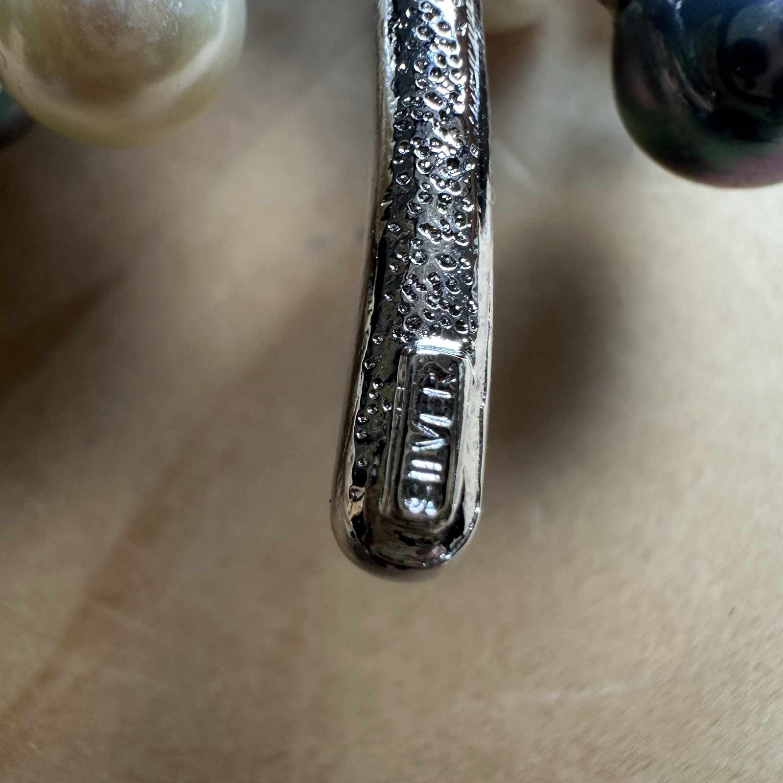 Vintage Artisan Brooch 2.9 Inch Faux Pearls Rhodium Plate Fine Silver 23.6g