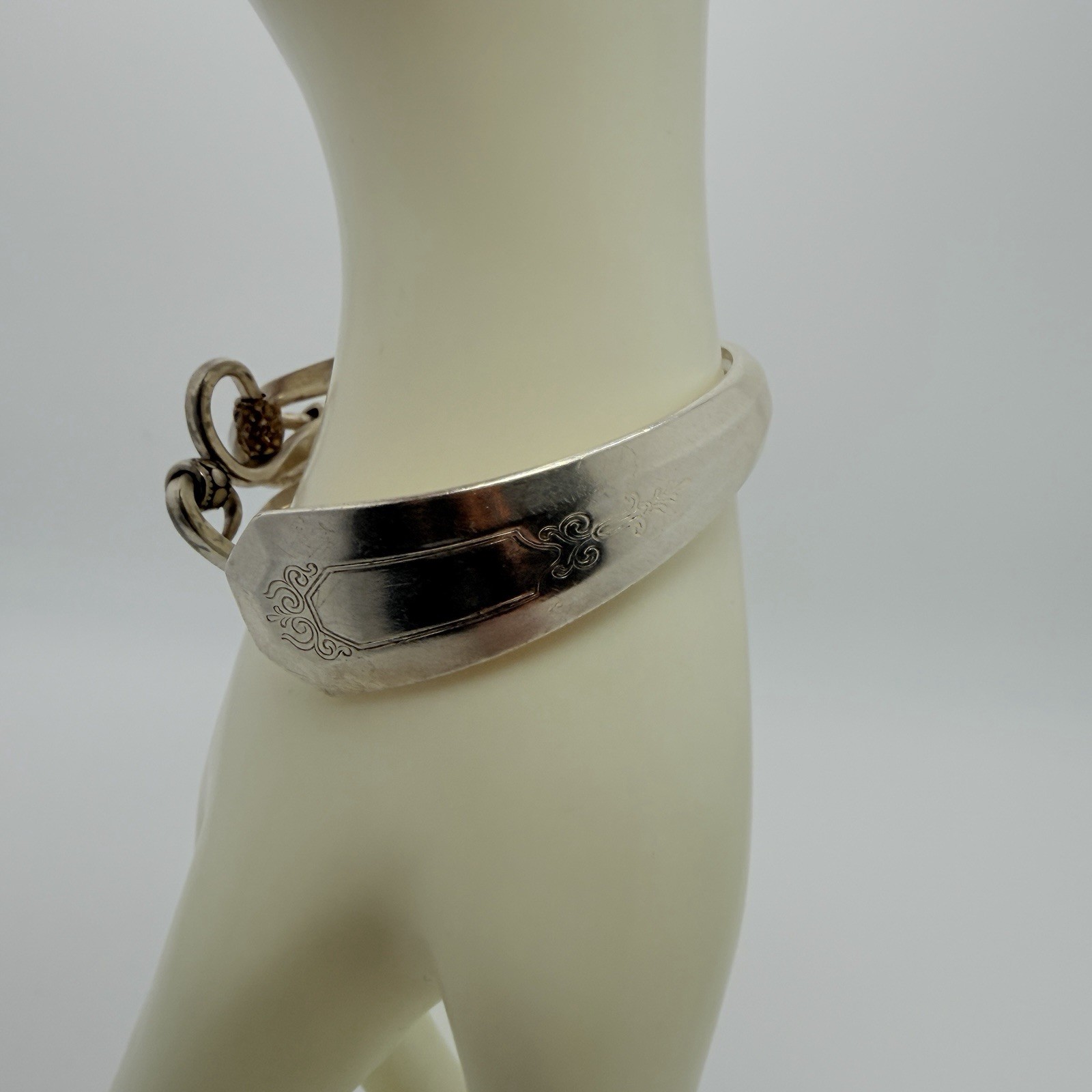 Vintage Antique Silverware Jewelry Fork Bracelet Wm Rogers 1920 Artisan Cuff