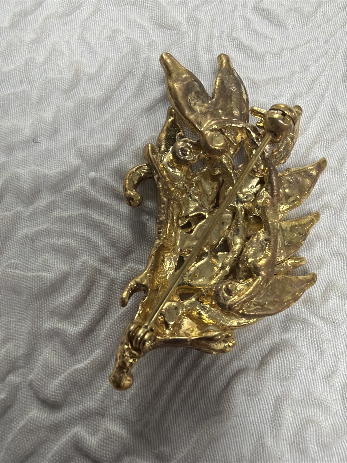 Vintage Gold Tone Enamel Hedgehog Brooch