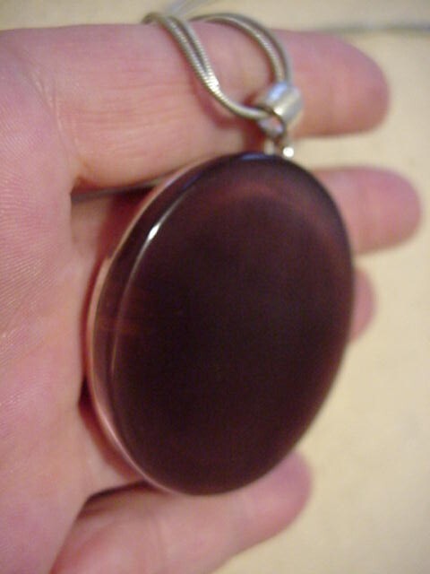 Vintage Silver Tone MESH Double Chain/Lobster Claw Clasp-LG. Round GLASS Pendant