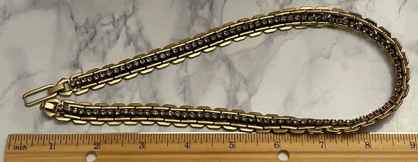 Vintage Stella & Dot Rhinestone Gold Tone Necklace HJ-54